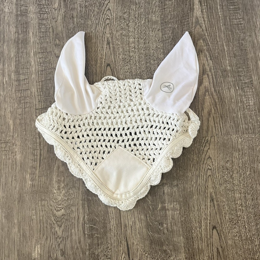 White Pony Horseback Riding Bonnet Accessory