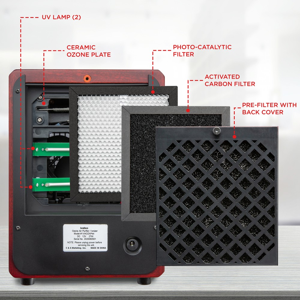 Ivation Ozone Air Purifier Portable Deodorizing System w/ Multi-Level Filtration