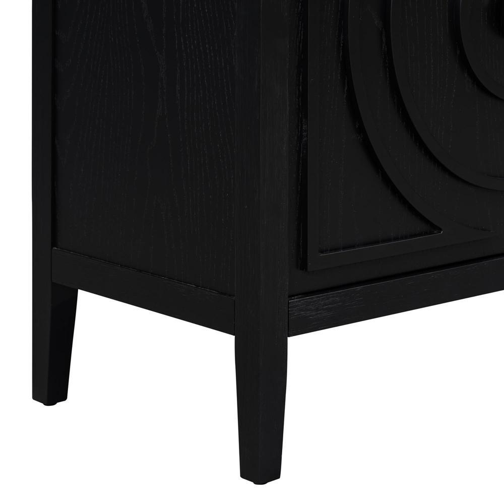 Stability and Durability Retro Sideboard Cabinet with Four Doors Black