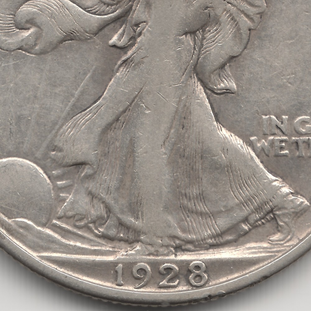 1928 S Walking Liberty Half Dollar, VF+-XF