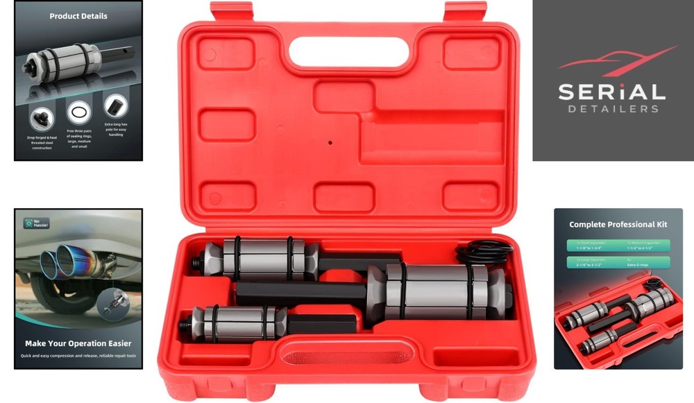 Complete 3-Piece Pipe Expander Tool Set with Extra O-Rings for Reliable Repairs