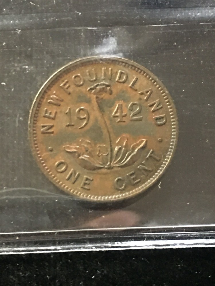 1942 ICCS Graded, Newfoundland Small One Cent,**MS-60 Brown**