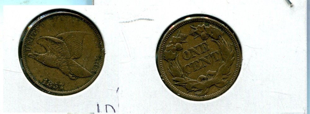 1857 FLYING EAGLE PENNY VF 1020T
