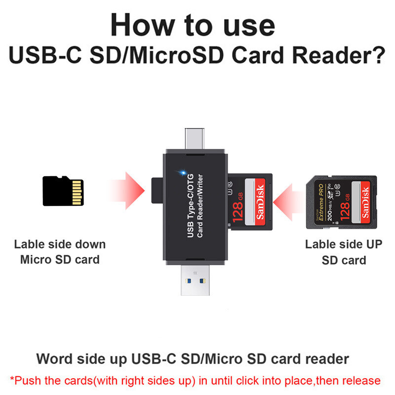 Card Reader USB 2.0 Type C Micro SD TF OTG Smart Memory Adapter Laptop ComputerC