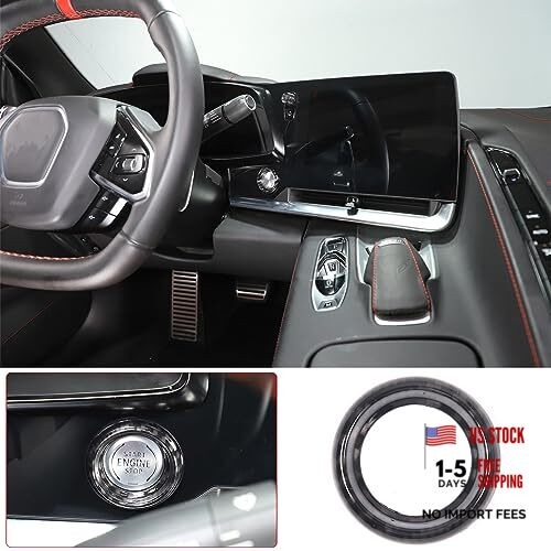 Ignition Starter Trim Ring Compatible with Corvette C8 Carbon Fiber Pattern