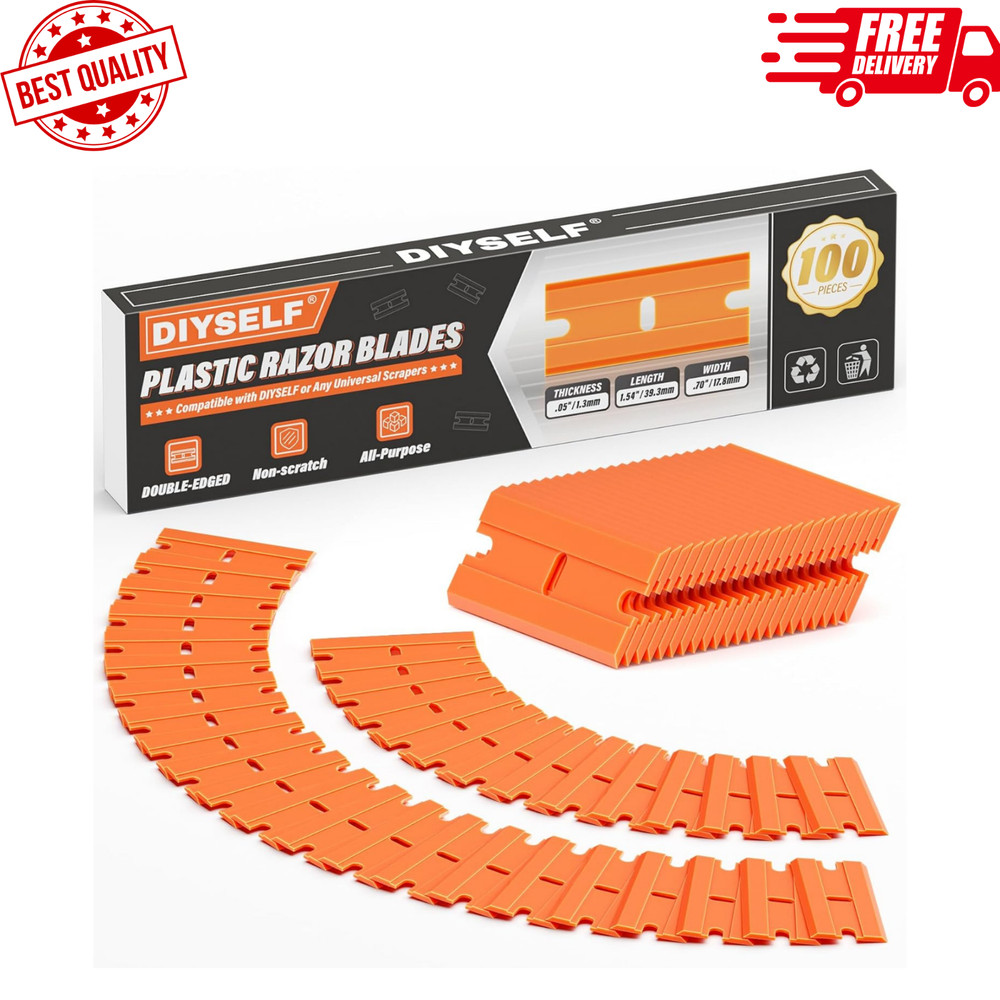 100 Pack Plastic Razor Blades, Blade Refill for Plastic Razor Blade Scraper, Dur