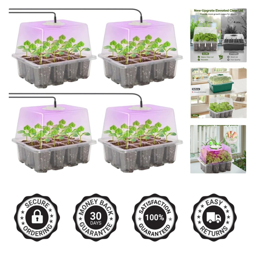 Seed Starter Kit with Grow Light, Elevated Seedling Tray Kit with Adjustable ...