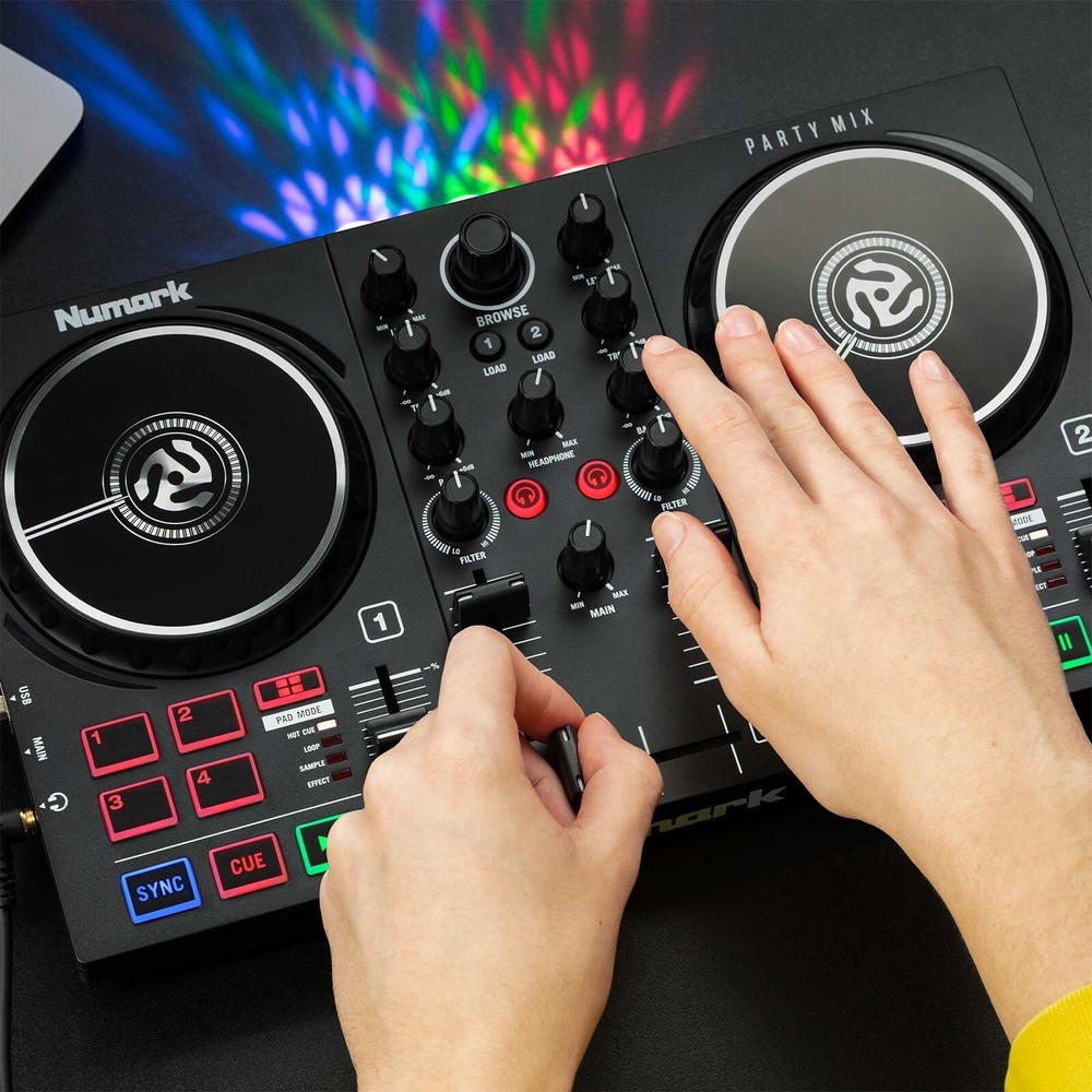 Numark Party Mix II DJ Controller Serato LE Software w 15" Speakers Gig Pack