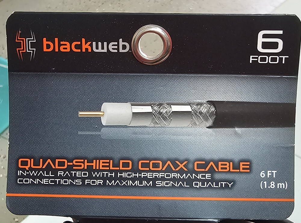 Blackweb Quad-Shield Coaxial Cable, 6' M22D