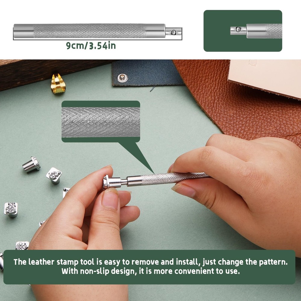 Leather Craft Stamping Tools, Kit with 12 17 PCS, Silver