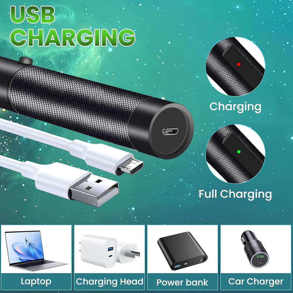 Long Range Laser Pointer, Rechargeable Flashlight with Green Laser Pointer for N