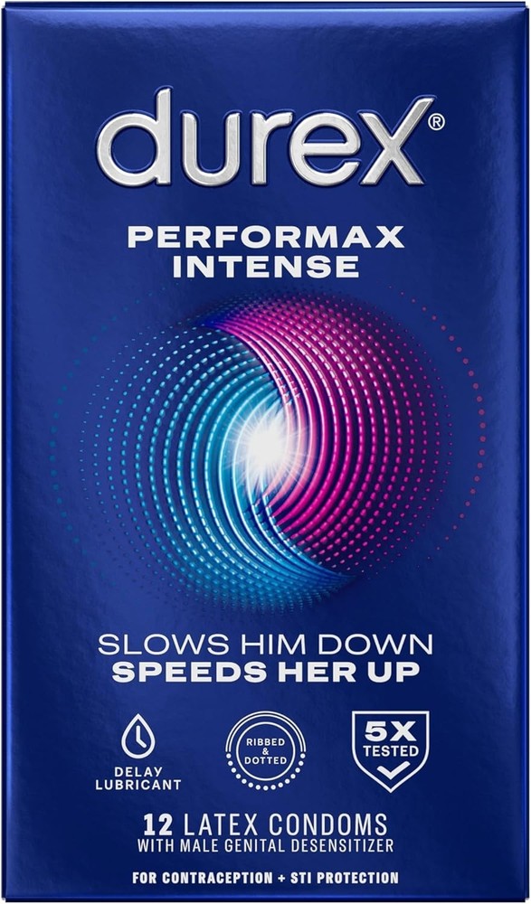 Durex Performax Intense Ribbed & Dotted Condoms, 12 Count
