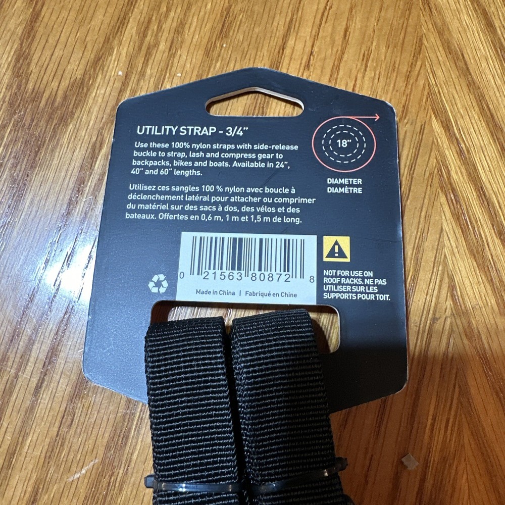 Gear Aid Utility Organizer Strap 2-Pack Black 3/4” Wide 60”