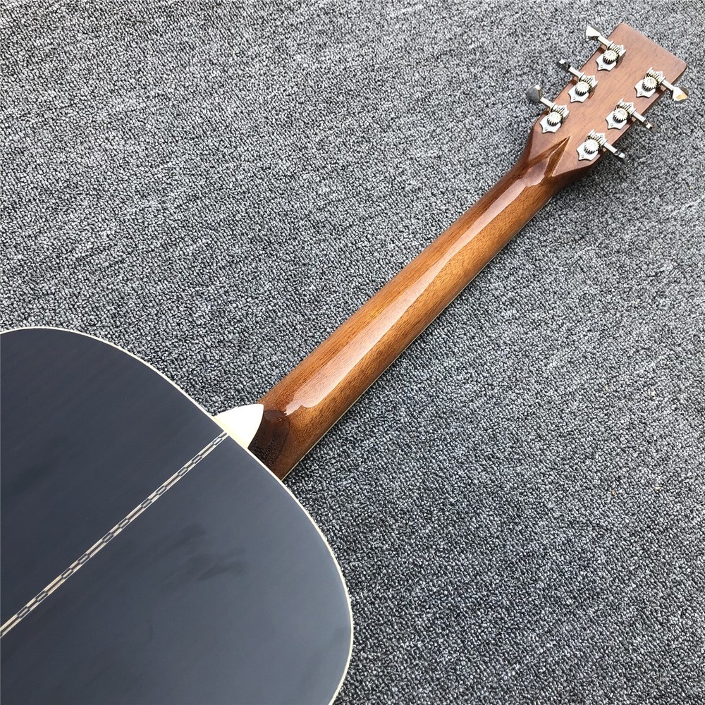 Yellow Solid Spruce 40 Inche OM Type Acoustic Guitar Fishbone Ebony Fingerboard