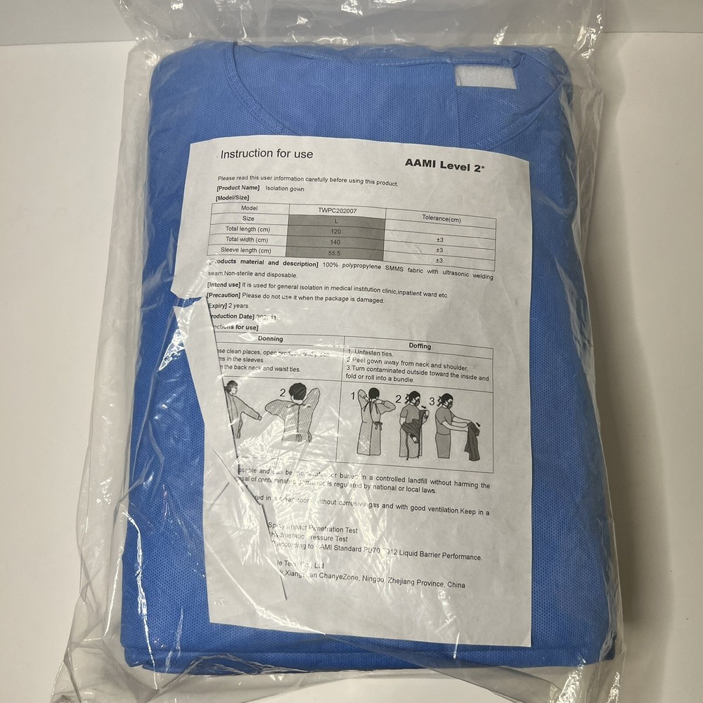 AAMI Level 2 Isolation Gown Size Large - TWPC202007