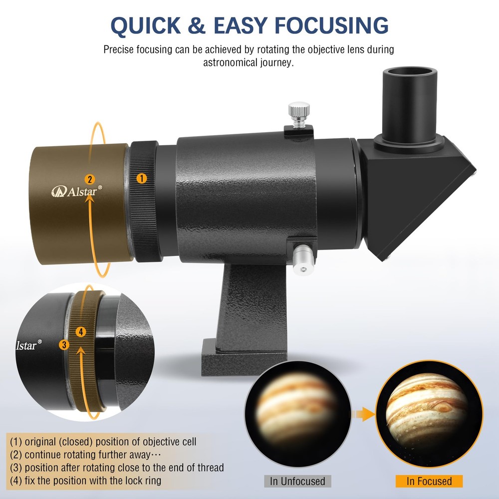 Alstar Telescope Finder Scope, Right-Angle Upright Corrected Image Optical Fi...