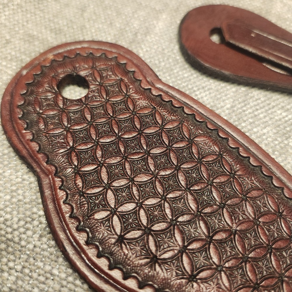 CR Leather Western Spur Straps Buckle Tooled Pattern Premium Quality