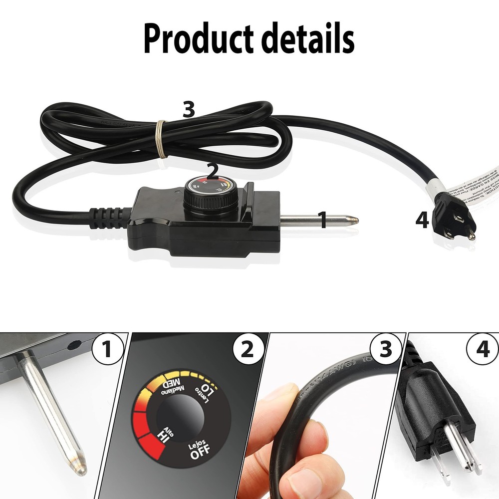 Power Cord & Analog Temp Controller Replacement for Masterbuilt Smokers