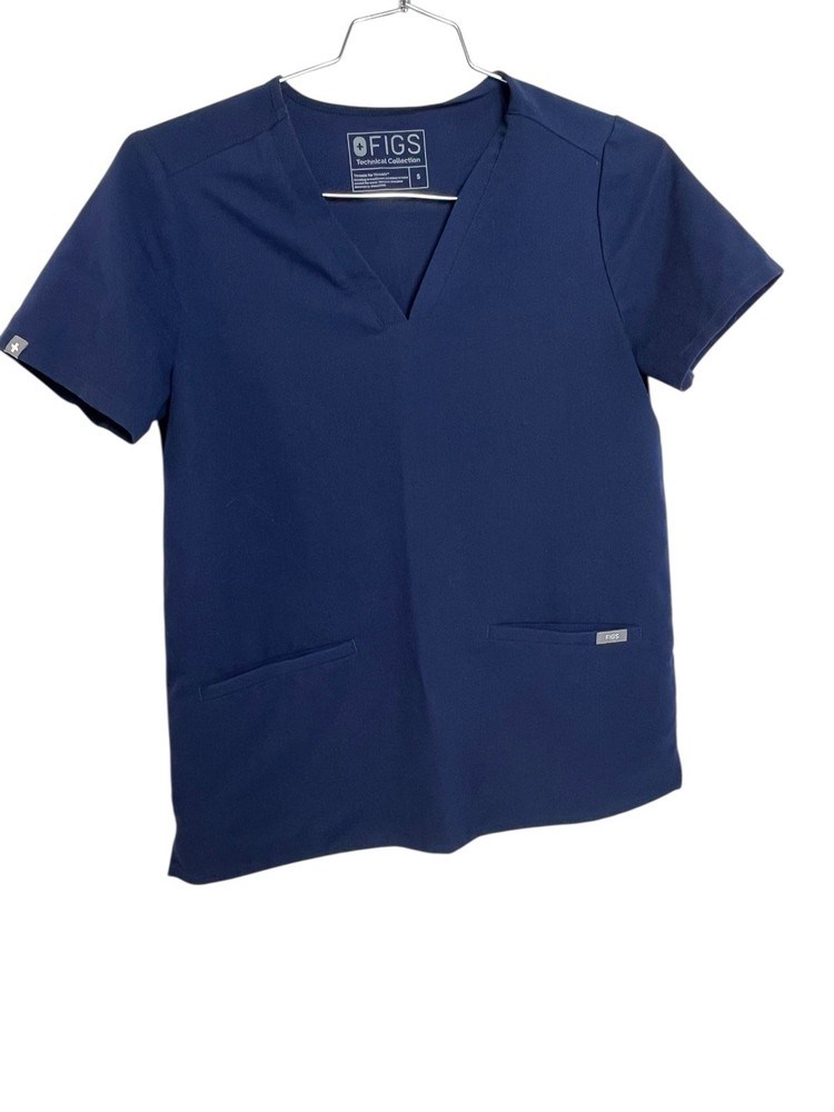 Figs Technical Collection Dark Blue Short Sleeve Scrub Top Size Small