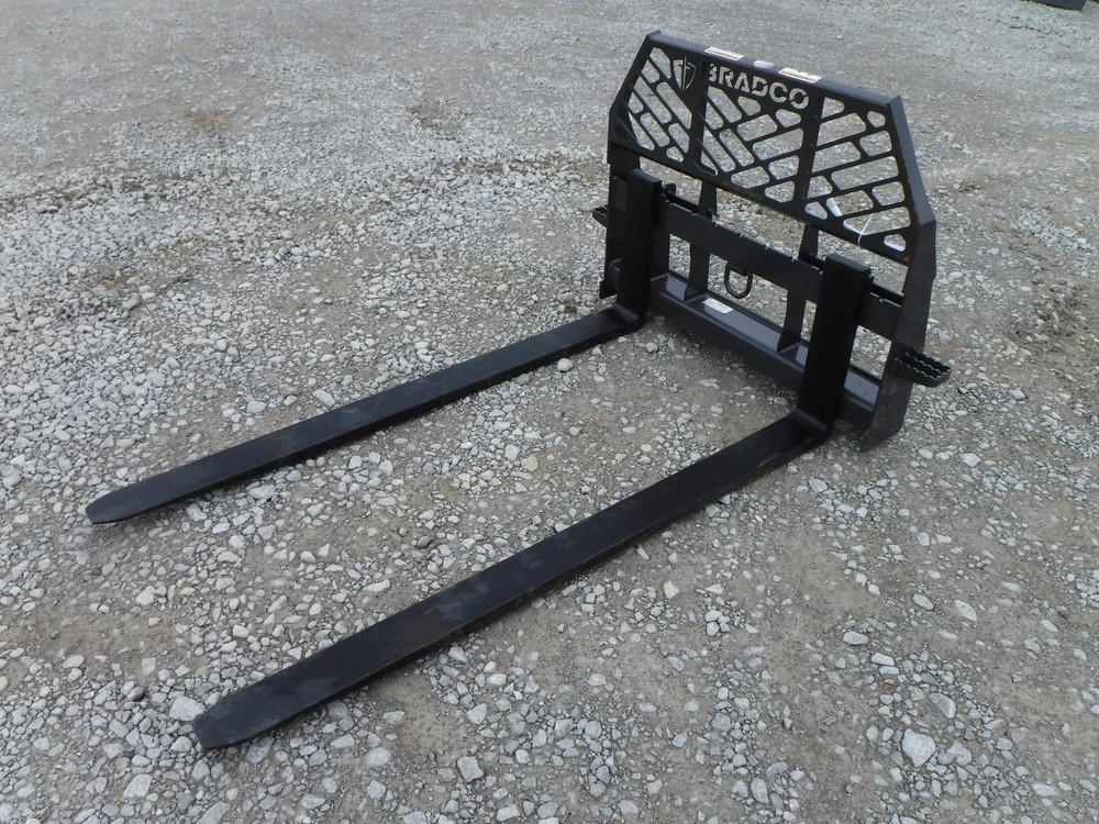 Bradco 72" Long 6,000 Pound Pallet Fork Attachment Fits Skid Steer Quick Attach