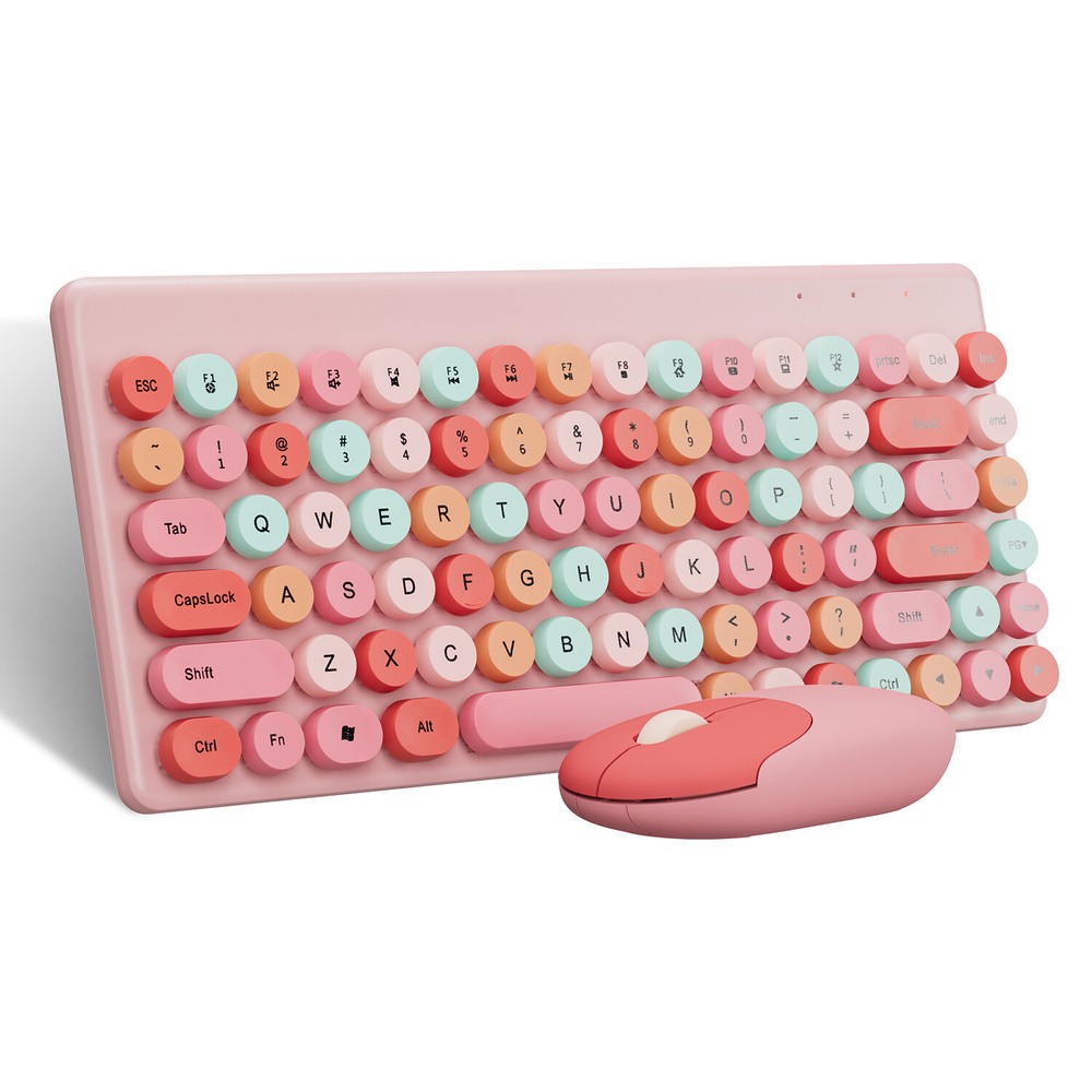 2.4G Pink Wireless Keyboard & Mouse For Windows PC Mac Universal Android