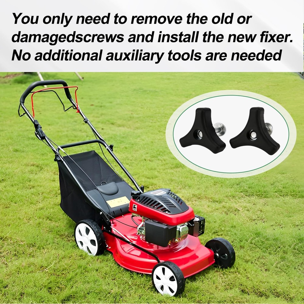 2 Sets Lawn Mower Handle Knobs Nut Bolt, Triangular 2 Set, Black