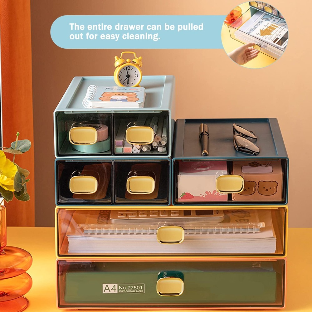 Stackable Desk Drawer Organizer 13''x9''x3.3'' Desktop Paper Organizer for Pr...