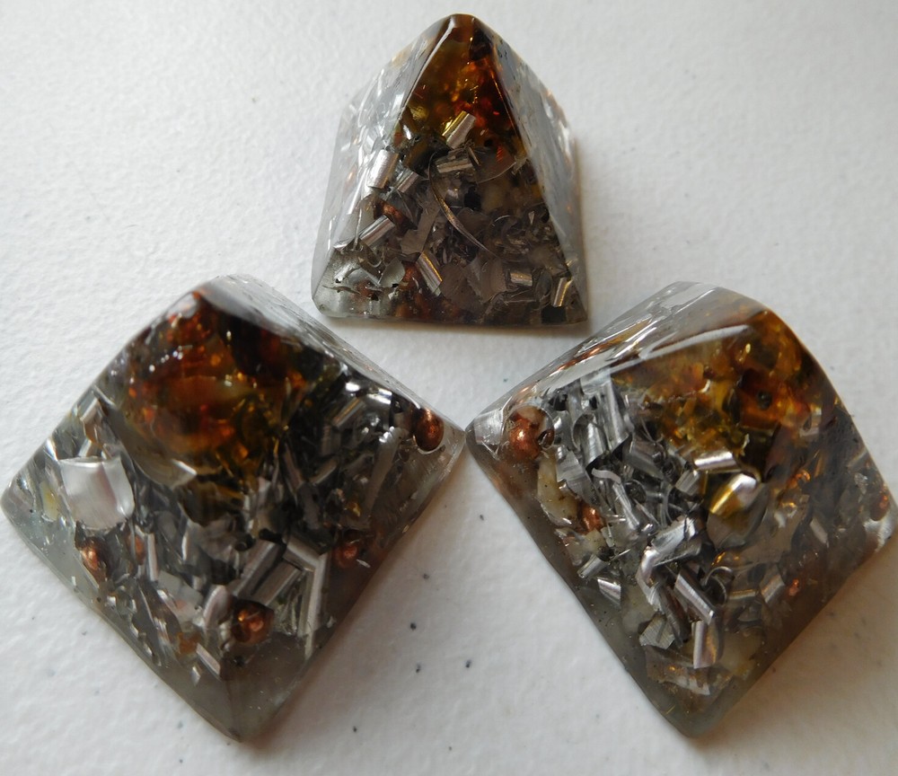 Amber Clear Small Pyramids Positive Orgone