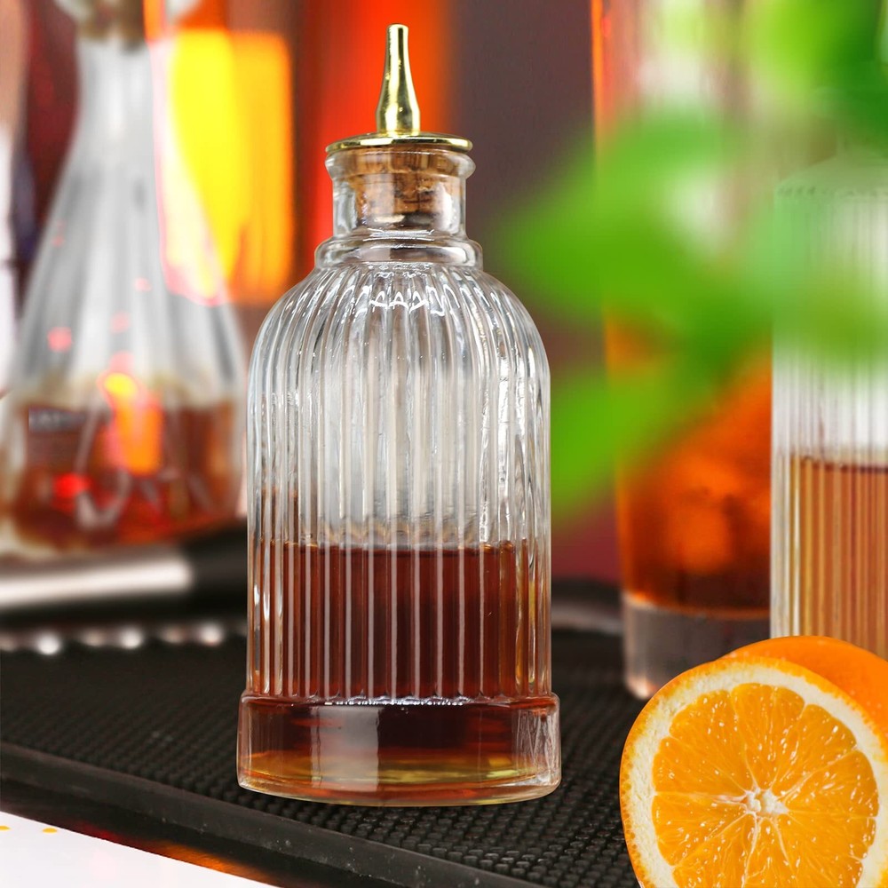7oz Glass Bitters Bottle with Dash Top for Bartender Home Bar