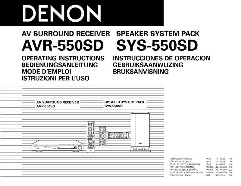 Denon AVR-550SD Receiver Amplifier Owners Manual