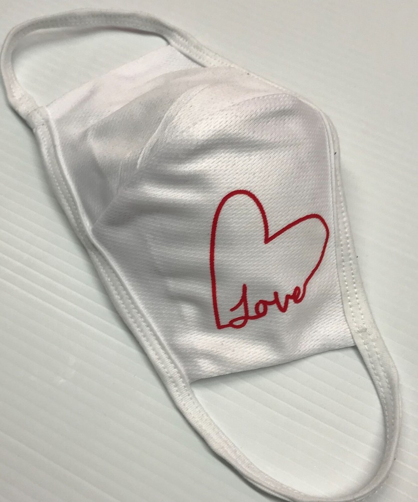 Face mask DRI-FIT flexible, 100% polyester, double layer, white color, (LOVE)