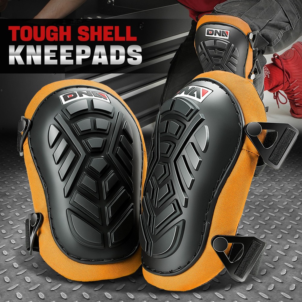 Pair Construction Work Gardening Knee Pads w/ Adjustable Easy-Fix Clips Orange