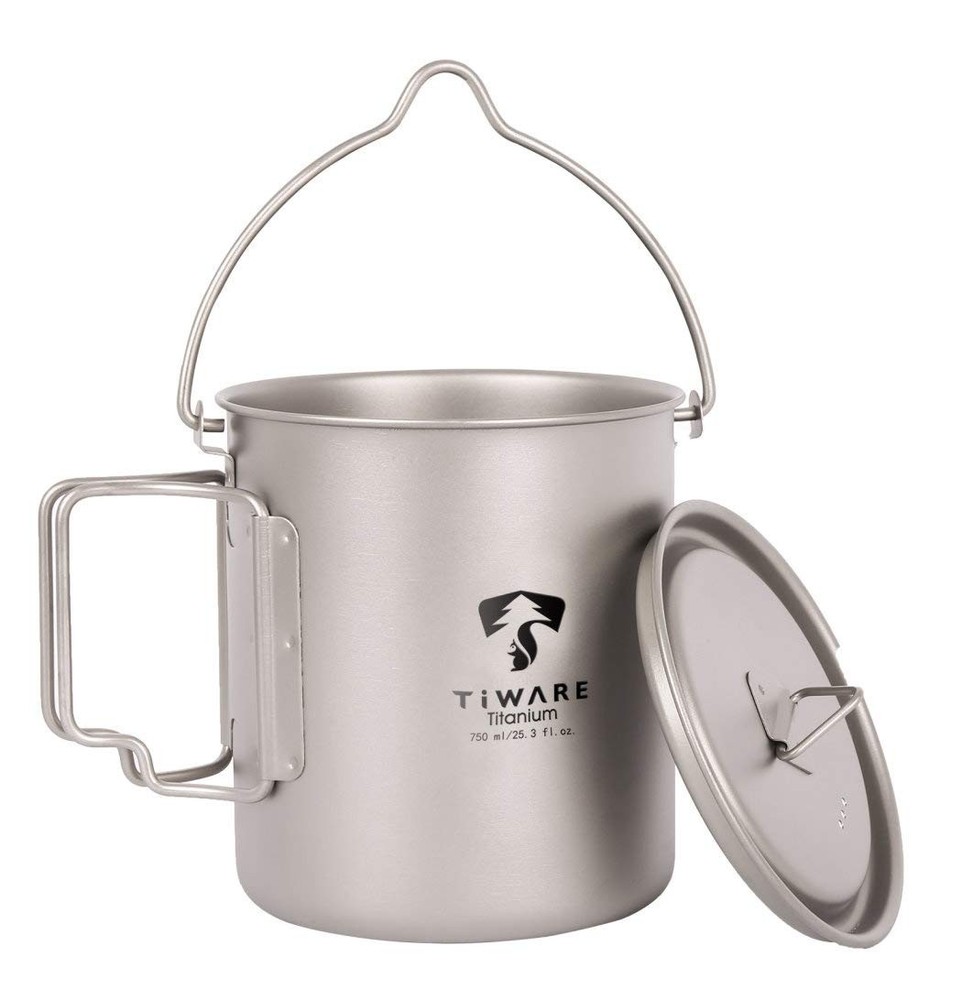 Titanium 750ml Multi Function Cup Pot Cookware Compact Cooking Set w. Folding...