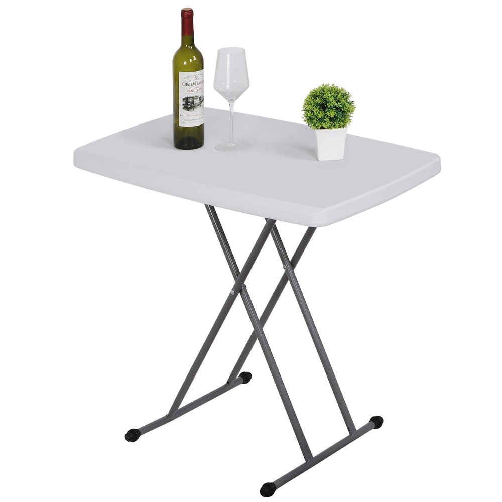 30" Folding Table Rectangular Adjustable Height TV Tray Laptop for Home Office