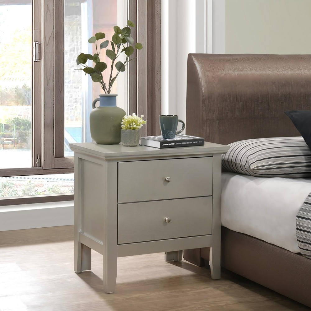 Elegant Silver Champagne Nightstand