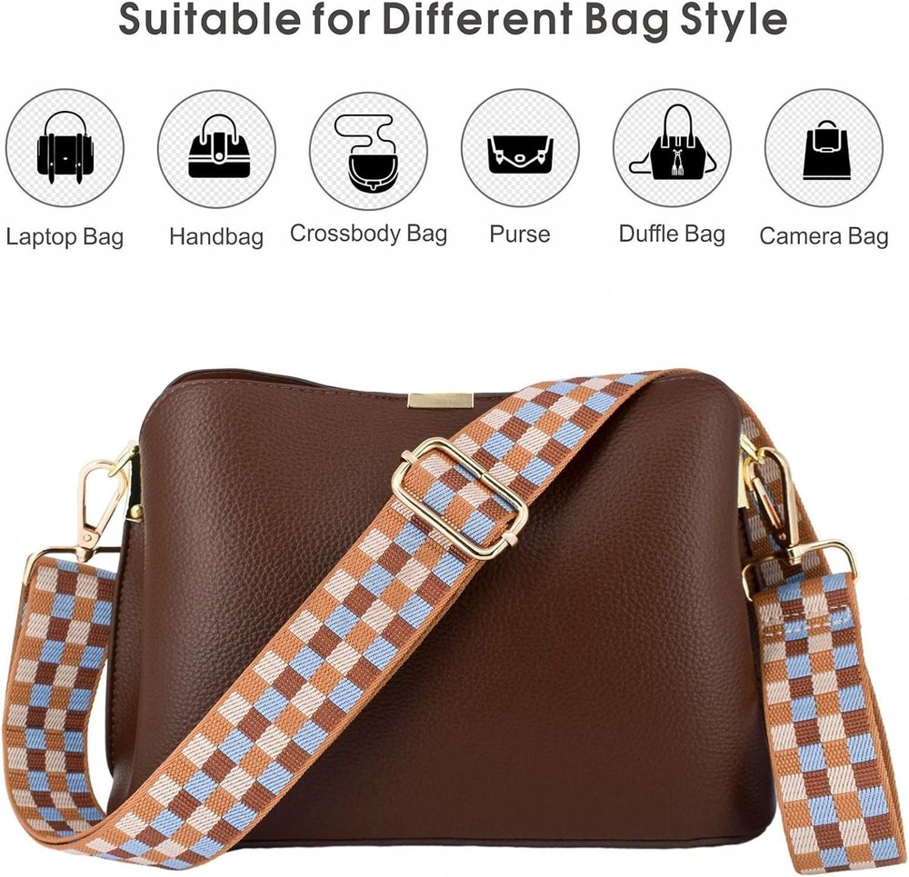 Replacement Purse Strap Shoulder Adjustable Checker-gold Hardware