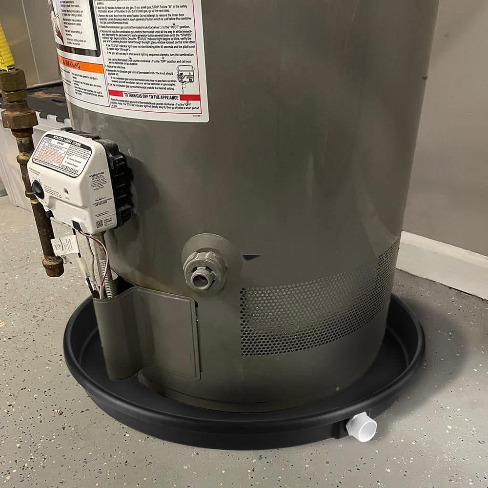 26 in. Plastic Round Water Heater Drain Pan with PVC Fitting