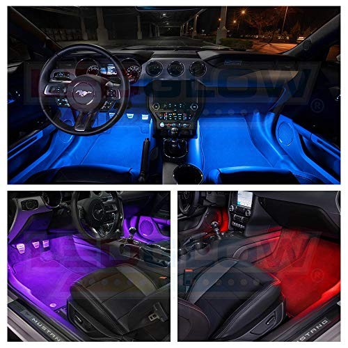 4pc Bluetooth Multi-Color LED Interior Footwell Underdash Neon Lighting Kit