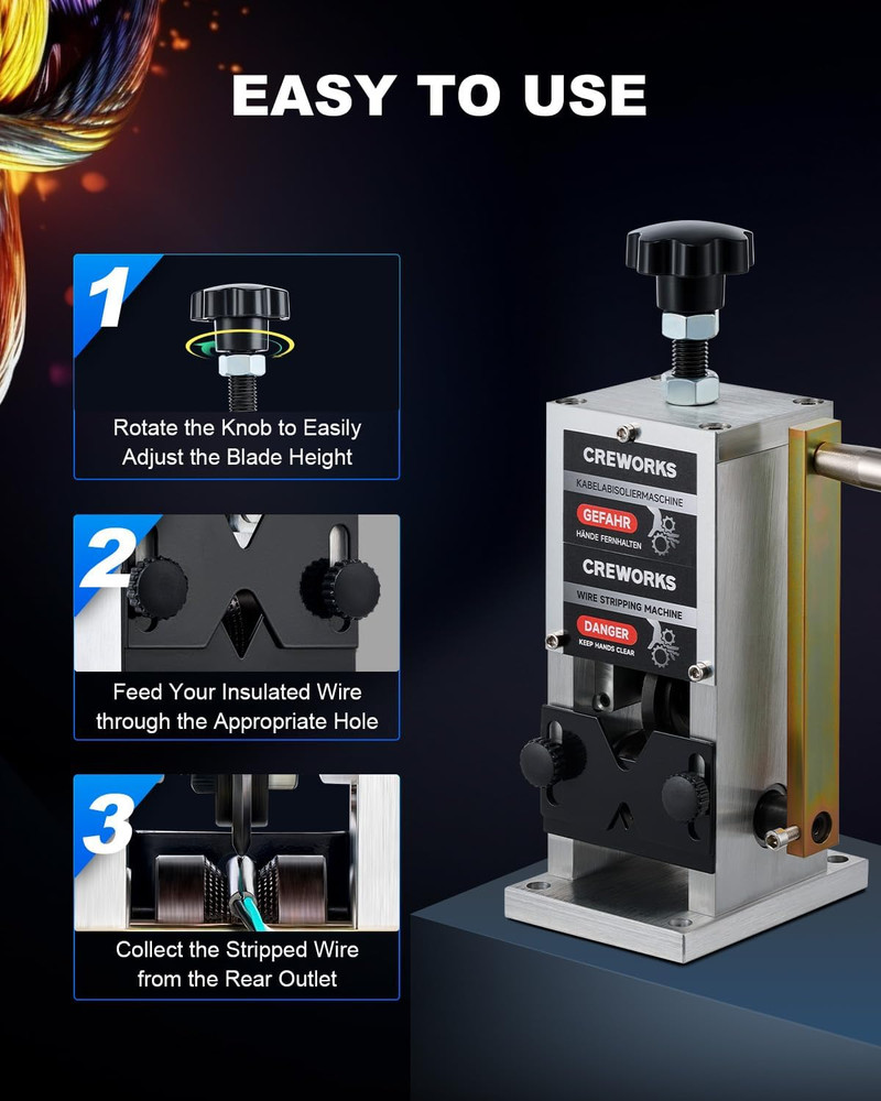 Manual Wire Stripper Machine, 0.06"-1" Wire Stripping Machine, Wire Stripping To