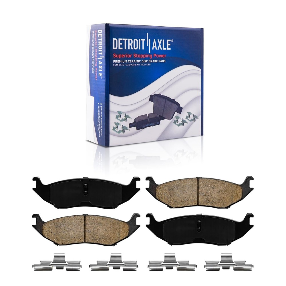 Front and Rear Ceramic Brake Pads with Hardware for Dodge Durango Ram 1500 Van