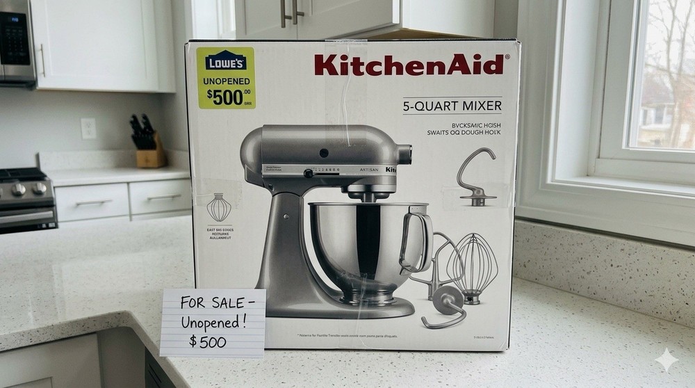 KitchenAid Artisan 5-Quart Stand Mixer Silver with Bowl & Attachments