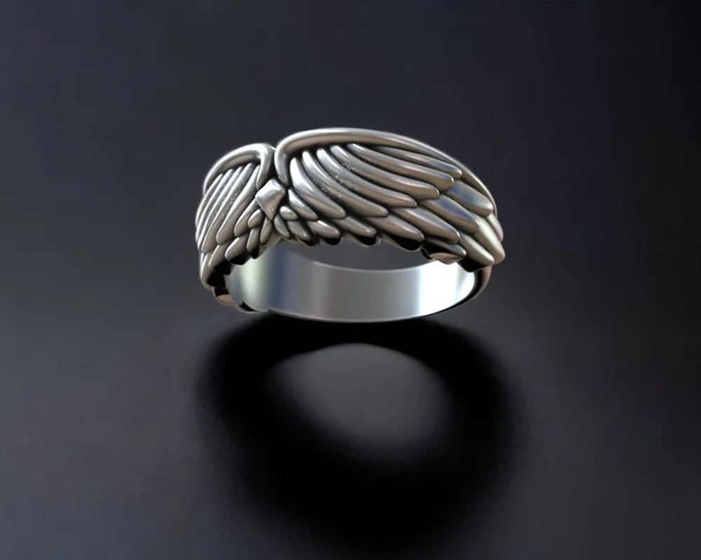 Solid 925Sterling Silver Angel Wing Feather Vintage Style Handmade Ring for Gift