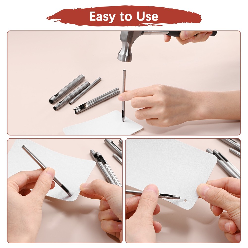 2.5mm Hollow Hole Punch Tool [2PCS] Use for Leather Paper Plastic Belt [Silver]