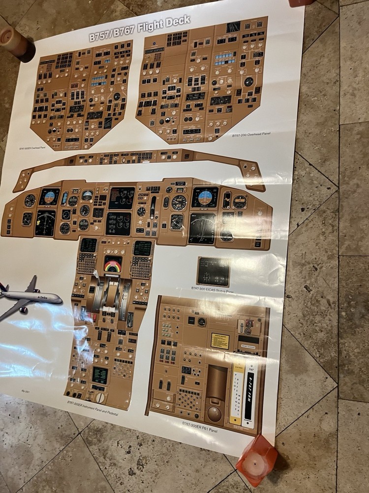 Vintage B757/B767 Flight Deck Poster Delta May 2001