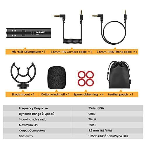 TARION On-Camera Microphone Video Mic Ultra-Compact Camera-Mount Microphone w...