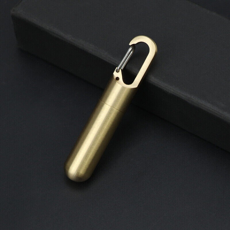 EDC Solid Brass Keychain Waterproof Box Portable Integrated Medicine Pill Box