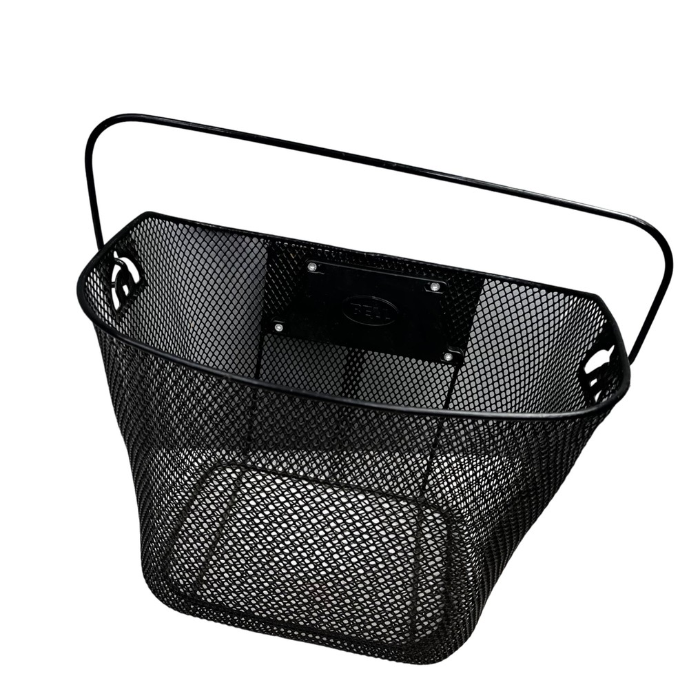 Bell Handlebar Bike Basket with Handle Black Metal Quick Release Removable