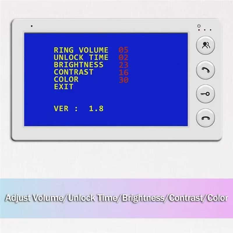Wired Video Door Intercom System: 4 Monitors with 7-Inch Screen for Apartment