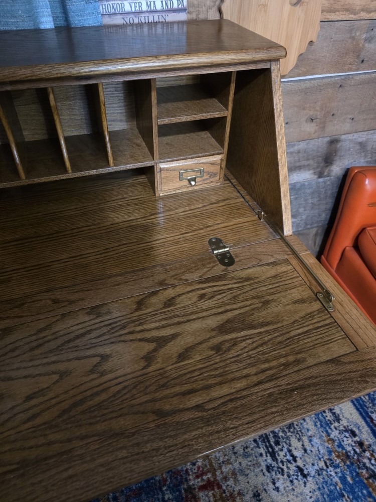 Vintage Solid Oak Flip Top Secretary Desk Claw Foot