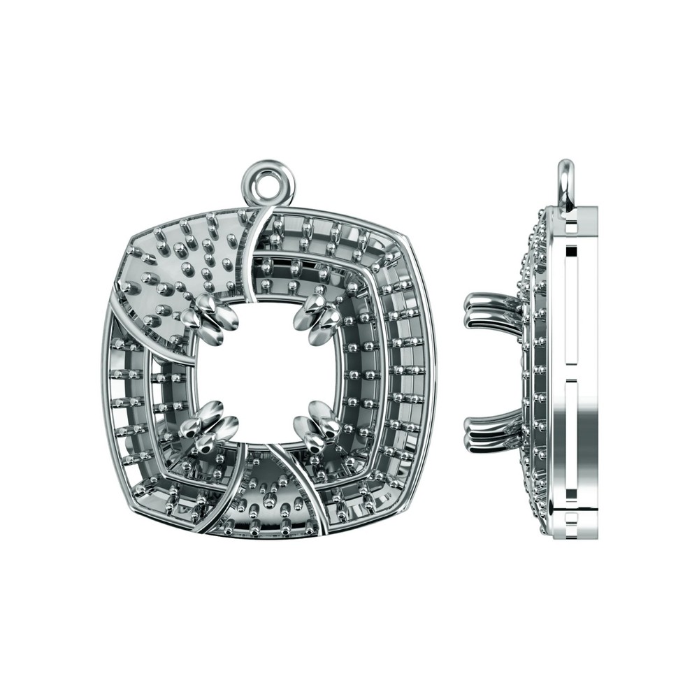 Sterling Silver Round Halo-Style Dangle